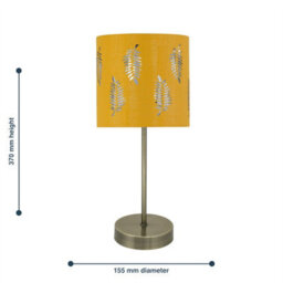 First Choice Lighting Antique Brass Stick Table Lamp With Ochre Cut Out Shade - thumbnail 6