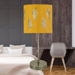 First Choice Lighting Antique Brass Stick Table Lamp With Ochre Cut Out Shade - thumbnail 5