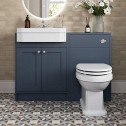 Affine 1120mm Traditional Vanity Basin Unit & Btw Toilet Combi Bathroom Furniture Blue - thumbnail 1