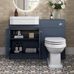 Affine 1120mm Traditional Vanity Basin Unit & Btw Toilet Combi Bathroom Furniture Blue - thumbnail 2