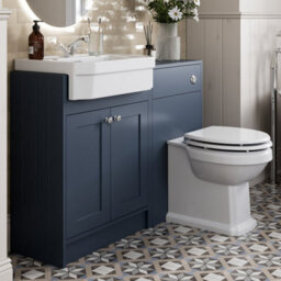 Affine 1120mm Traditional Vanity Basin Unit & Btw Toilet Combi Bathroom Furniture Blue - thumbnail 3