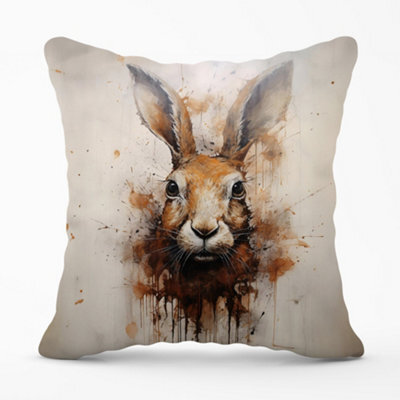 Warren Reed Designer Watercolour Hare Face Cushions 45Cm X 45Cm - image 1