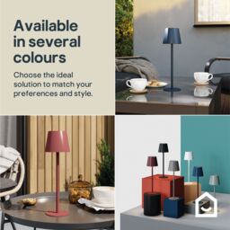 GoodHome Quelea Conical Matt Taupe Rechargeable Integrated Led Table Lamp - thumbnail 8
