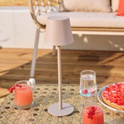 GoodHome Quelea Conical Matt Taupe Rechargeable Integrated Led Table Lamp - thumbnail 6