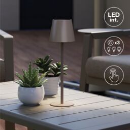 GoodHome Quelea Conical Matt Taupe Rechargeable Integrated Led Table Lamp - thumbnail 5