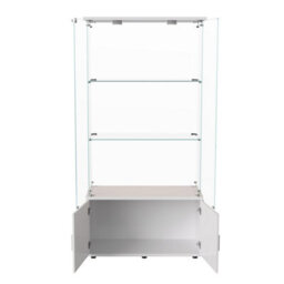 164Cm Tall Display Cabinets With Lockable,glass Bookcase Bookshelf With Led Lights And 3 Tier, High Gloss Cupboard For Living Room - thumbnail 9