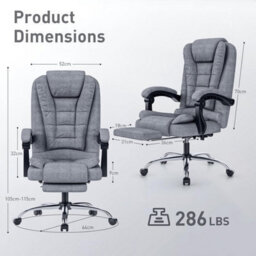Onemill Executive Office Chair With Footrest,computer Chair With Tilt Function For Home Office Working - thumbnail 3