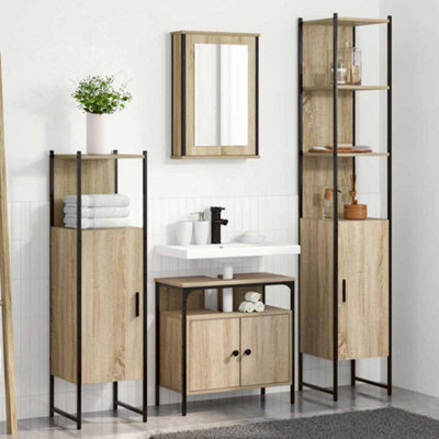Berkfield Bathroom Furniture Set 4 Pcs Sonoma Oak 33 X 33 X 185.5 Cm - image 1