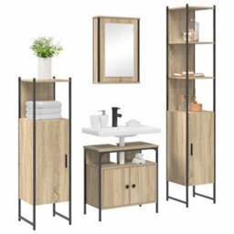 Berkfield Bathroom Furniture Set 4 Pcs Sonoma Oak 33 X 33 X 185.5 Cm - thumbnail 3