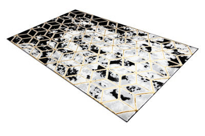 RugsX Carpet Allure 1966 Cube 3D - Structural, Stylish, Glamour Black Gold 80X150 Cm - image 1