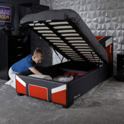X Rocker X-Rocker Cerberus Ottoman Gaming Bed, 4Ft Small Double Upholstered Bedstead With Storage With 120X190Cm Mattress Included - Red - thumbnail 6