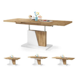 Heze Furniture Gala 2 In 1 Extending Coffee / Dining Table - Gold Craft Oak / White - thumbnail 2