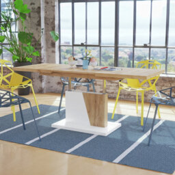 Heze Furniture Gala 2 In 1 Extending Coffee / Dining Table - Gold Craft Oak / White - thumbnail 3