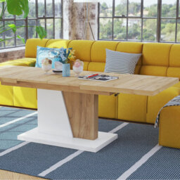 Heze Furniture Gala 2 In 1 Extending Coffee / Dining Table - Gold Craft Oak / White - thumbnail 4