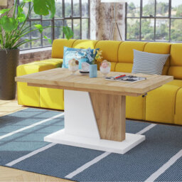 Heze Furniture Gala 2 In 1 Extending Coffee / Dining Table - Gold Craft Oak / White - thumbnail 5