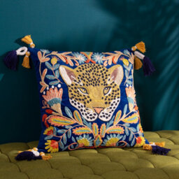Wylder Regal Leopard Embroidered Velvet Cushion Cover - thumbnail 7