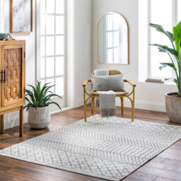Livabliss Elaziz-Geometric Cream Charcoal Grey Global Living Dining Bedroom Rug 120 X 170 Cm Easy Care, Non Shedding - thumbnail 2