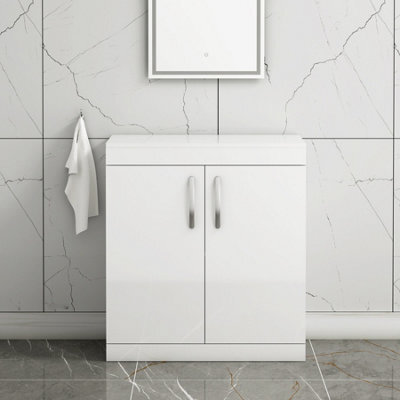 Royal Bathrooms Turin 800mm Gloss White Floor Standing Worktop Vanity Unit - 2 Doors - image 1
