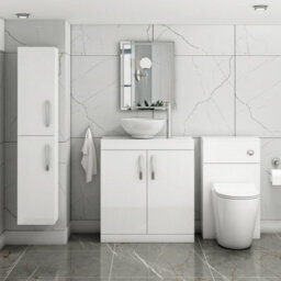 Royal Bathrooms Turin 800mm Gloss White Floor Standing Worktop Vanity Unit - 2 Doors - thumbnail 2