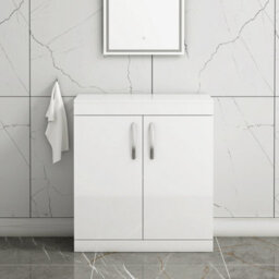 Royal Bathrooms Turin 800mm Gloss White Floor Standing Worktop Vanity Unit - 2 Doors - thumbnail 1