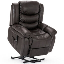 More4Homes Seattle Electric Single Motor Rise Recliner Armchair Sofa Home Lounge Bonded Leather Chair (Brown) - thumbnail 4