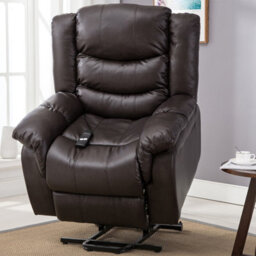 More4Homes Seattle Electric Single Motor Rise Recliner Armchair Sofa Home Lounge Bonded Leather Chair (Brown) - thumbnail 1