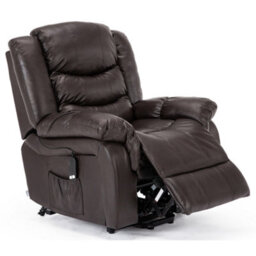 More4Homes Seattle Electric Single Motor Rise Recliner Armchair Sofa Home Lounge Bonded Leather Chair (Brown) - thumbnail 3