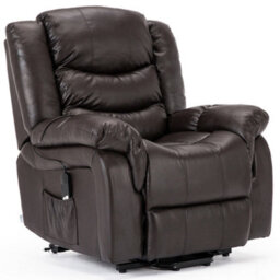 More4Homes Seattle Electric Single Motor Rise Recliner Armchair Sofa Home Lounge Bonded Leather Chair (Brown) - thumbnail 2