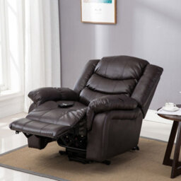 More4Homes Seattle Electric Single Motor Rise Recliner Armchair Sofa Home Lounge Bonded Leather Chair (Brown) - thumbnail 9