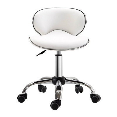 Office Chair Beauty Salon Rolling Technician Stool Chair Low Back White - image 1