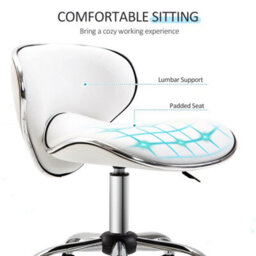Office Chair Beauty Salon Rolling Technician Stool Chair Low Back White - thumbnail 3