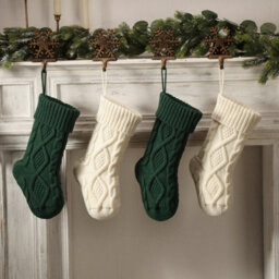 Amorly 5Pcs 14.6 Inch Small Cable Knit Christmas Stockings, Hanging Knitted Xmas Stockings For Fireplace Holiday Home Party Decor - thumbnail 5