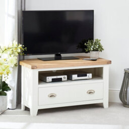 The Furniture Market Cheshire White Painted Corner Tv Unit Up To 50 Tv Size