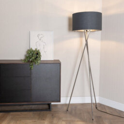 Valuelights Camden Chrome Tripod Floor Lamp With Charcoal/silver Shade And Bulb - thumbnail 2