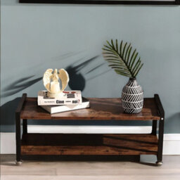 Rafaelo Mobilia 2 Tier Industrial Rustic 80Cm Tv Stand Unit - thumbnail 3