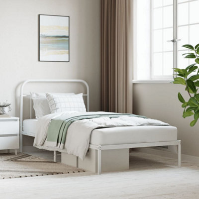 Berkfield Metal Bed Frame With Headboard White 107X203 Cm - image 1