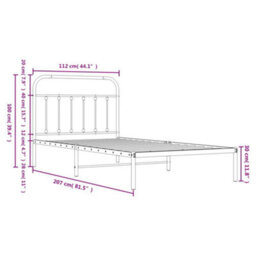 Berkfield Metal Bed Frame With Headboard White 107X203 Cm - thumbnail 9