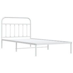 Berkfield Metal Bed Frame With Headboard White 107X203 Cm - thumbnail 5