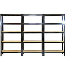 MonsterShop 3 X Black Racking Storage Shelving 75Cm Heavy Duty Garage 5 Tier Black & Blue Steel Shelf Unit 75Cm X 30Cm X 150Cm - thumbnail 3