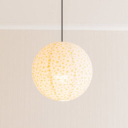 Valuelights Annie Ditsy Floral Natural Fabric Globe Ball Ceiling Lamp Shade And Bulb (D)29Cm