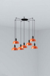 Luminosa Lighting Luminosa Tatawin Small Cluster Pendant Ceiling Light Black, Gloss Reddish Orange 7X E27