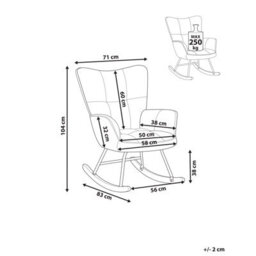 Beliani Rocking Chair Oulu Fabric Beige - thumbnail 3