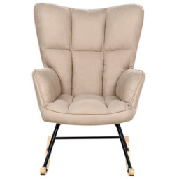 Beliani Rocking Chair Oulu Fabric Beige - thumbnail 4