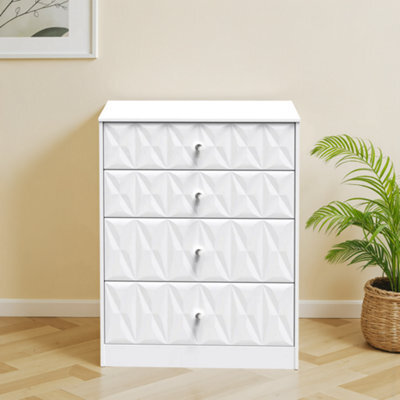 Genoa Ready Assembled Matt White No Effect 4 Drawer Deep Chest (H)1063mm (W)766mm (D)395mm - image 1