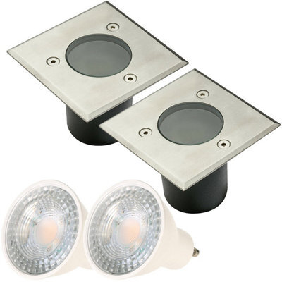 CGC Lighting Myah - Cgc Two Square Small With Bulbs Stainless Steel Inground Or Decking Lights - image 1