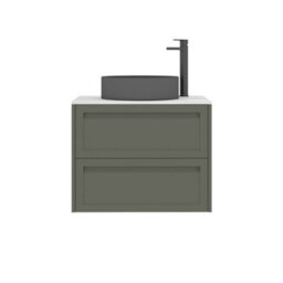 Royal Bathrooms Royal Bathroom Elmore 700mm Matt Green Wall Mounted Countertop Bathroom Vanity Unit 2 Drawer With Art Round Basin - thumbnail 7