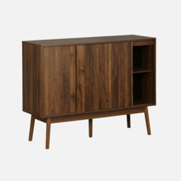 Sweeek - 115Cm Buffet Storage With Wood Effect Dark Wood Colour 115X39.5X90 Cm - Linear - thumbnail 3