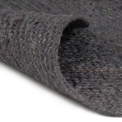Berkfield Durable Handmade Rug Jute Round 90 Cm Dark Grey - image 1