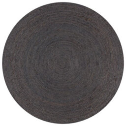 Berkfield Durable Handmade Rug Jute Round 90 Cm Dark Grey - thumbnail 2