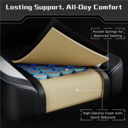 Yaheetech High-Back Ergonomic Swivel Gaming Chair W/ Slide-Out Footrest - Black/white - thumbnail 6